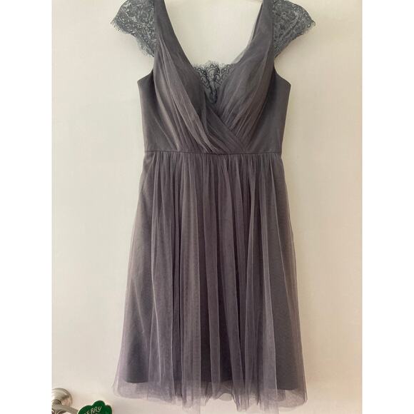 Jenny Yoo Collection Dark Gray Tulle Lace Dress Size 2 - Picture 3 of 9